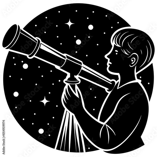 silhouette telescope  gaze beyond the stars