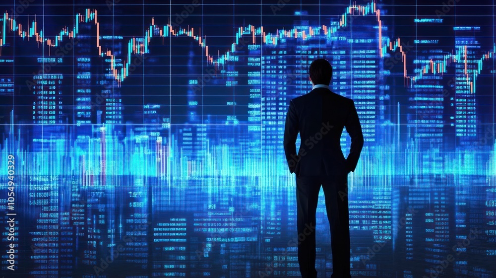 Stock market investment represented by stock charts and financial data for strategic investments. Stock market investment represented by stock charts and financial data for strategic investments.