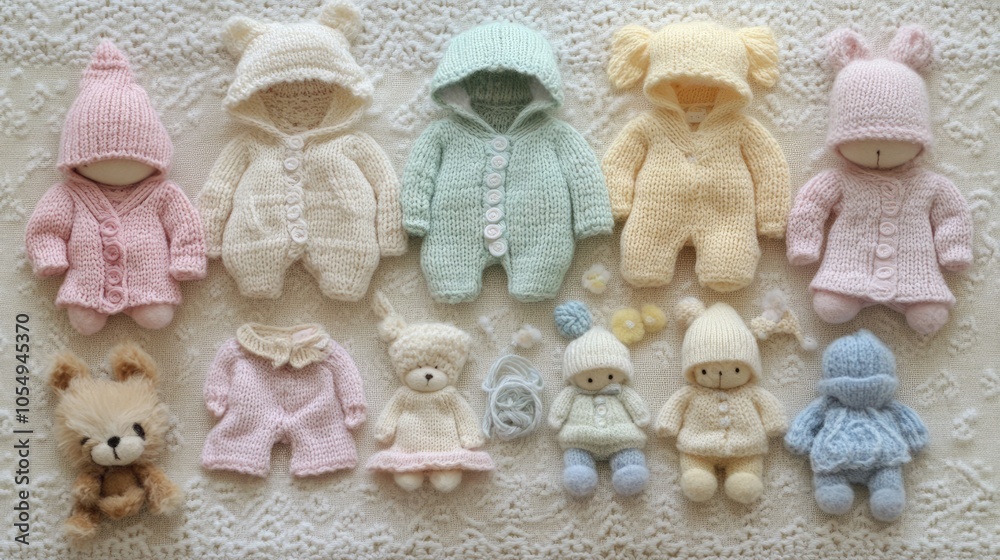 Adorable Handmade Baby Toys and Clothes Arrangement Adorable Handmade Baby Toys and Clothes Arrangement