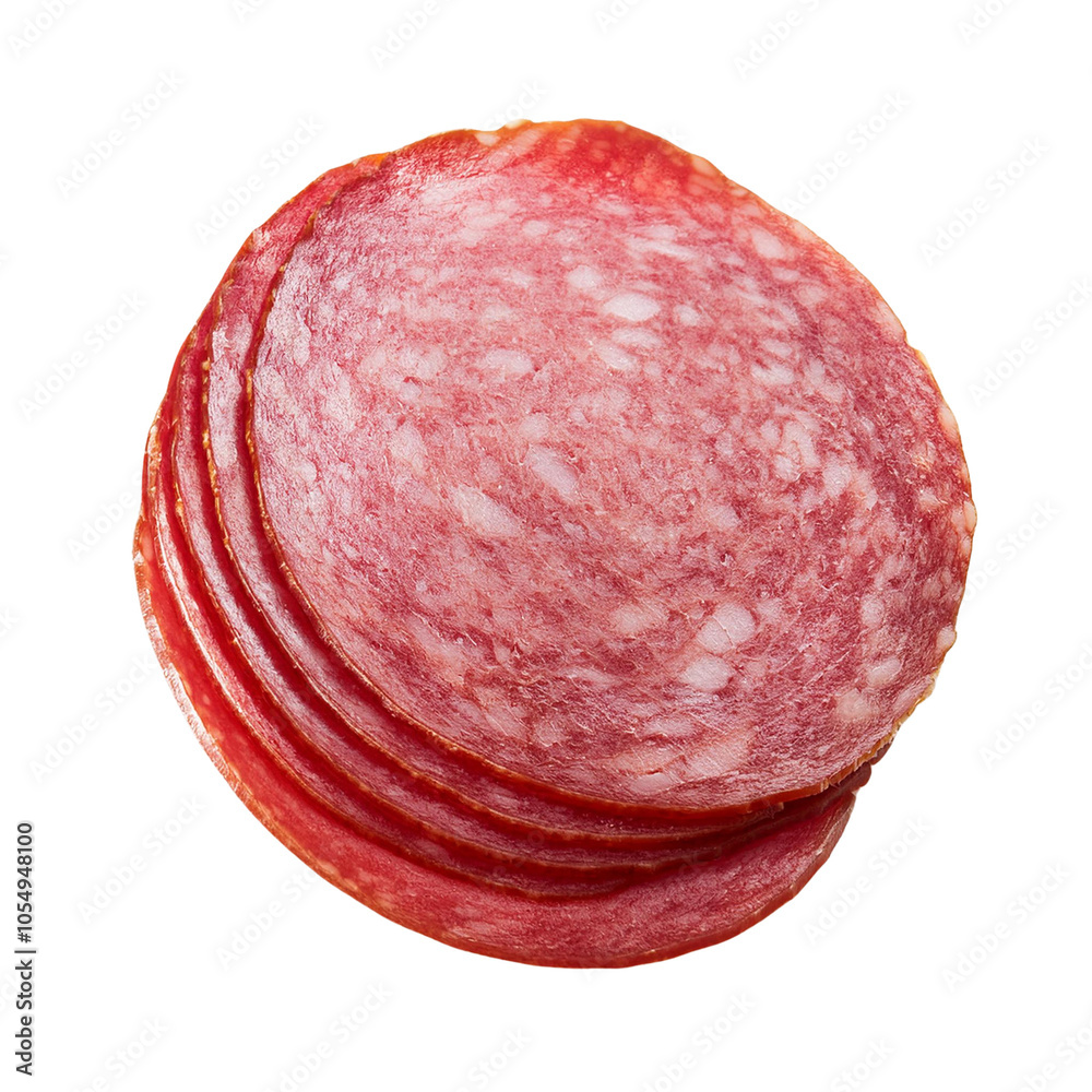 Sliced salami on white isolated background transparent background Sliced salami on white isolated background transparent background
