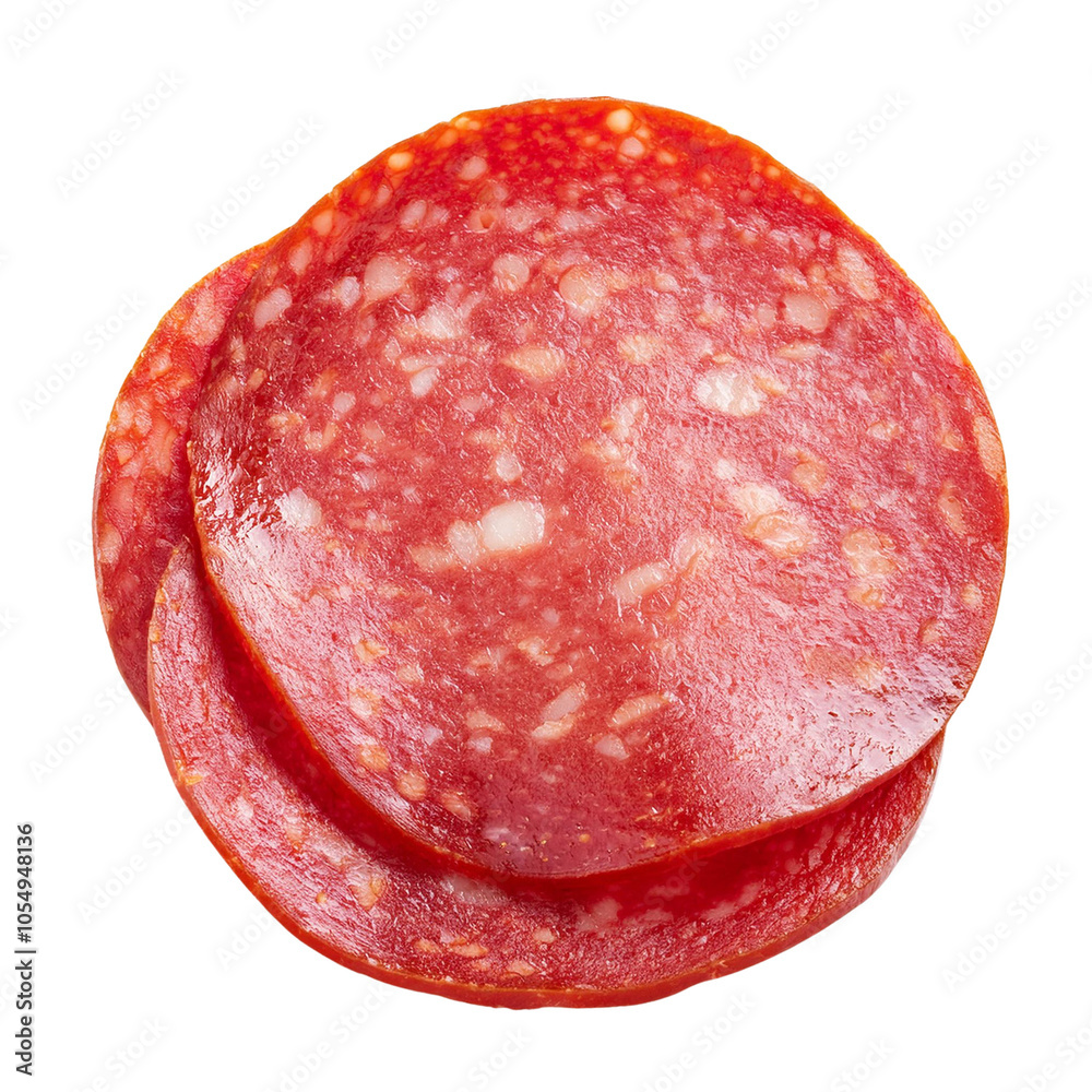 Sliced salami on white isolate background transparent background Sliced salami on white isolate background transparent background