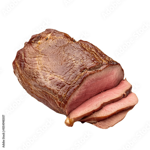 Roast beef, white isolate background transparent background photo