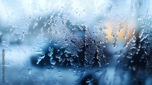 Icy Rain Patterns on Window Glass