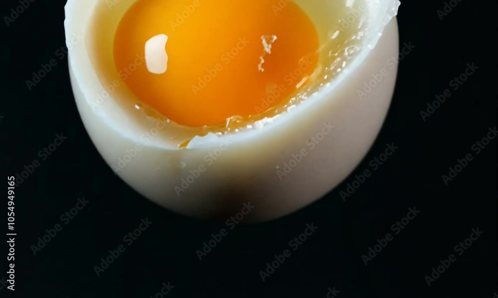 Cracked egg on Black background. Generative AI