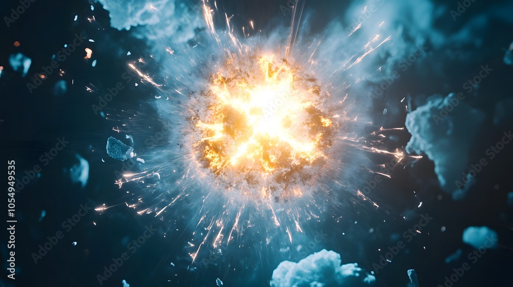 Fototapeta premium Nuclear Fission Splitting Process Visualization
