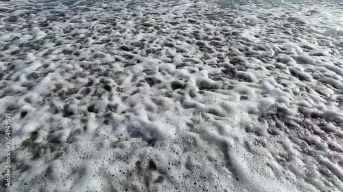 Top view of waves approaching the shoreline