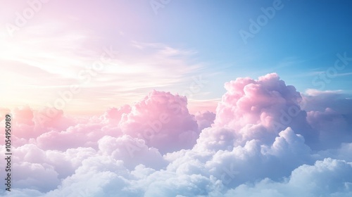 The sky is filled with fluffy white clouds and a bright blue sky