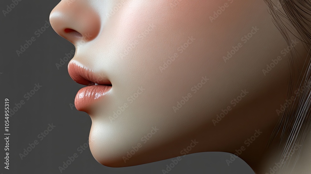 Close-Up of a Smooth Female Facial Profile Close-Up of a Smooth Female Facial Profile
