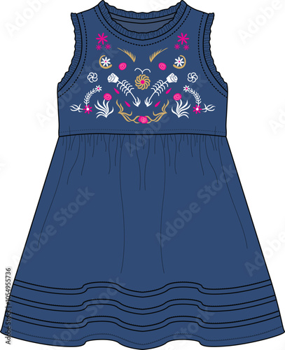  little baby denim frocks flower print vector design