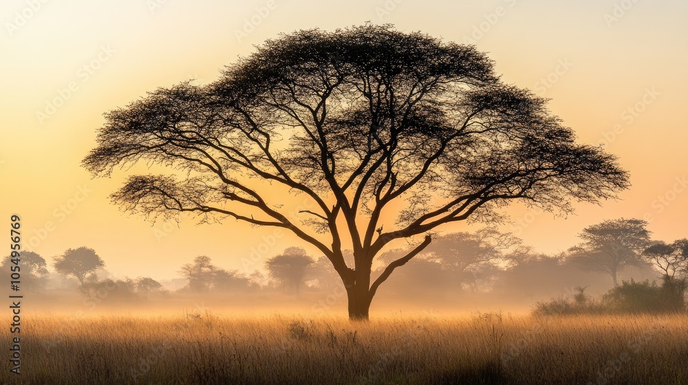 Majestic Silhouette of a Tree at Sunrise Majestic Silhouette of a Tree at Sunrise