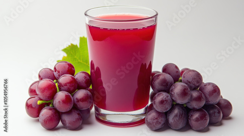 refreshing glass of grape juice is surrounded by bunches of ripe, juicy grapes, creating vibrant and appetizing scene