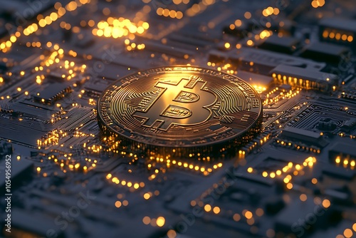 Bitcoin on a Circuit Board photo