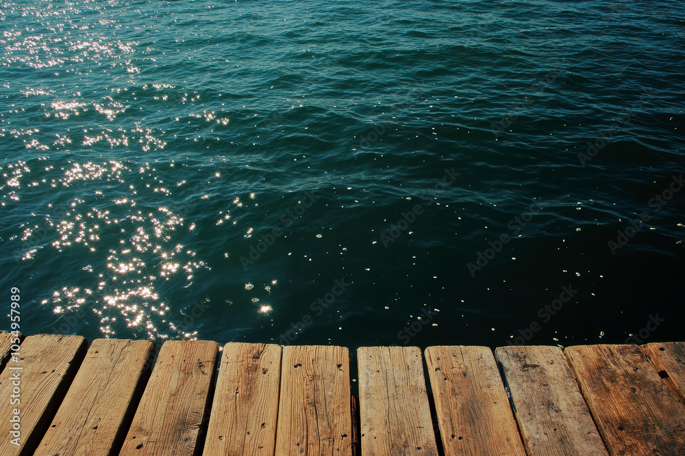 A peaceful view of sparkling water beside a weathered wooden dock, capturing nature?s beauty and tranquility. The shimmering surface invites relaxation and contemplation, perfect for a serene escape. A peaceful view of sparkling water beside a weathered wooden dock, capturing nature?s beauty and tranquility. The shimmering surface invites relaxation and contemplation, perfect for a serene escape.