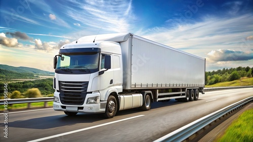 White articulated lorry traveling on motorway