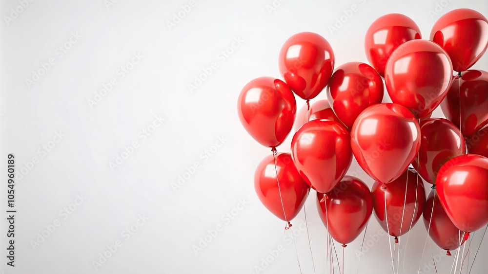White background with red balloons White background with red balloons