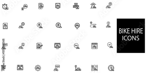 Bike hire simple concept 28 icons set.Vector illustration.