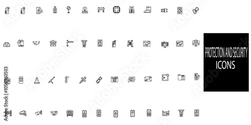 Protection and security simple concept 52 icons set.Vector illustration.