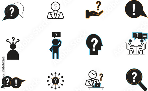 Question mark icons set with white background.