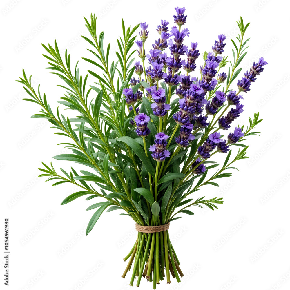 Fototapeta premium Lavender Bouquet PNG: Bunch of Purple Lavender Flowers with Transparent Background