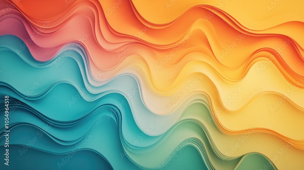 Fototapeta premium Colorful Neon Wave Stripes Background - Soft Focus, Dynamic Flow