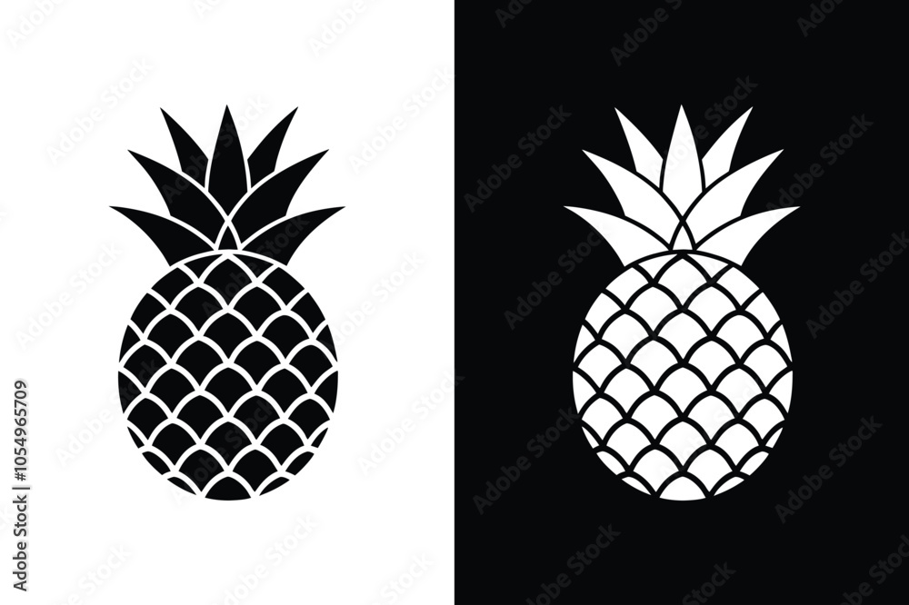 Pineapple Icon Vector. Tropical Fruit Silhouette for Summer and Health Themes Pineapple Icon Vector. Tropical Fruit Silhouette for Summer and Health Themes