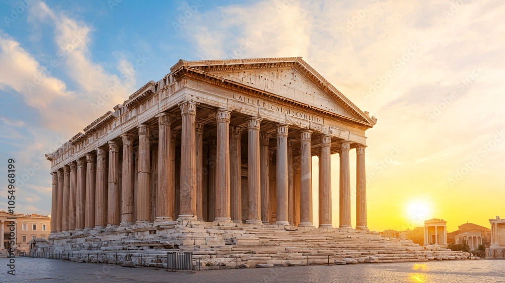 Obraz premium Ancient Temple Ruins at Sunset.