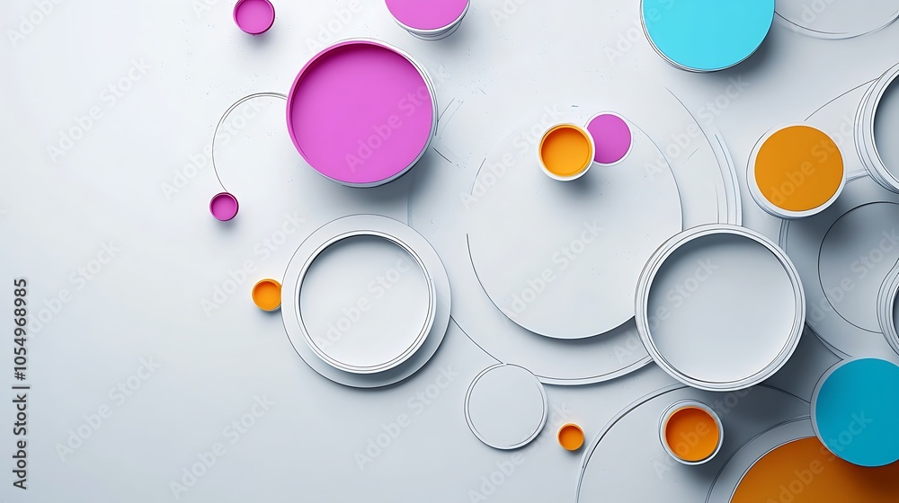 3D simple flat vector illustration design on a white and grey background design with colorful circles and a circular chart design, a minimalistic and simple design 3D simple flat vector illustration design on a white and grey background design with colorful circles and a circular chart design, a minimalistic and simple design