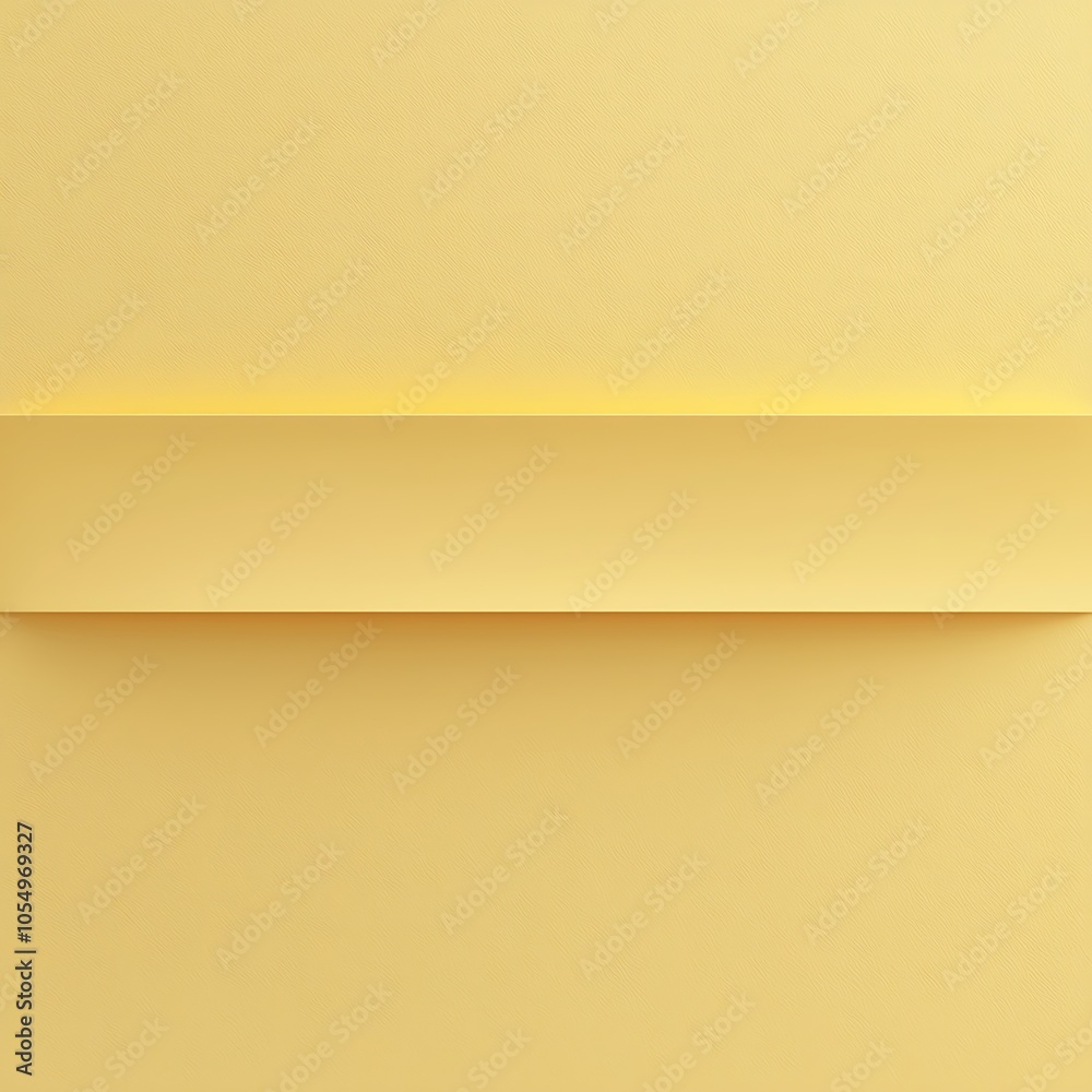 Fototapeta premium A minimalist yellow wall with a smooth, horizontal ledge, creating a serene and simple aesthetic.