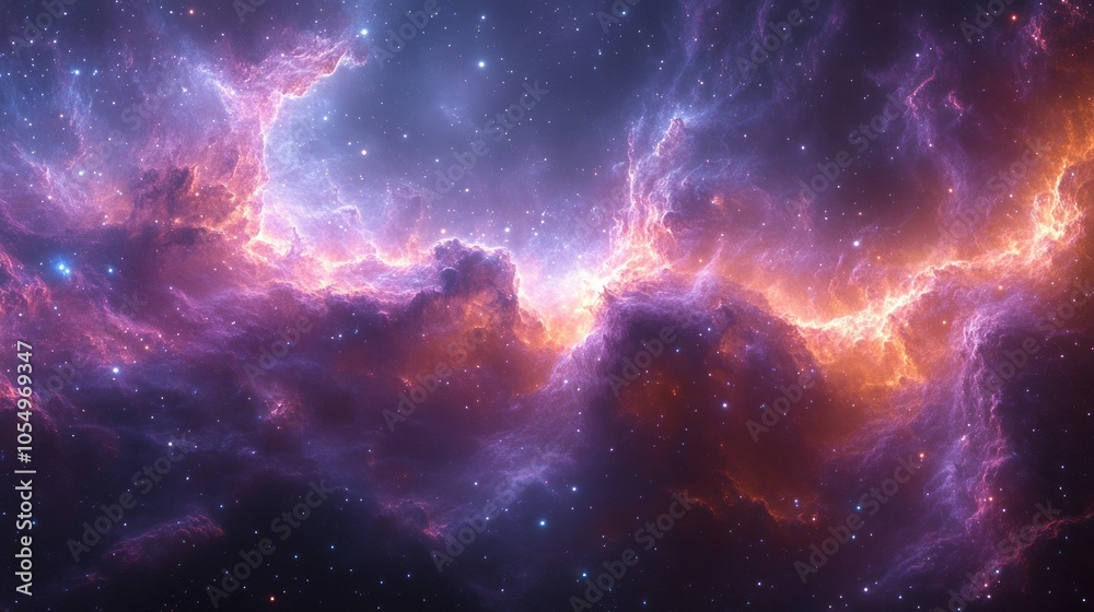 Fototapeta premium Cosmic Nebula with Glowing Gas and Stars