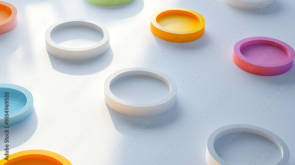 3D simple flat vector illustration design on a white and grey background design with colorful circles and a circular chart design, a minimalistic and simple design 3D simple flat vector illustration design on a white and grey background design with colorful circles and a circular chart design, a minimalistic and simple design