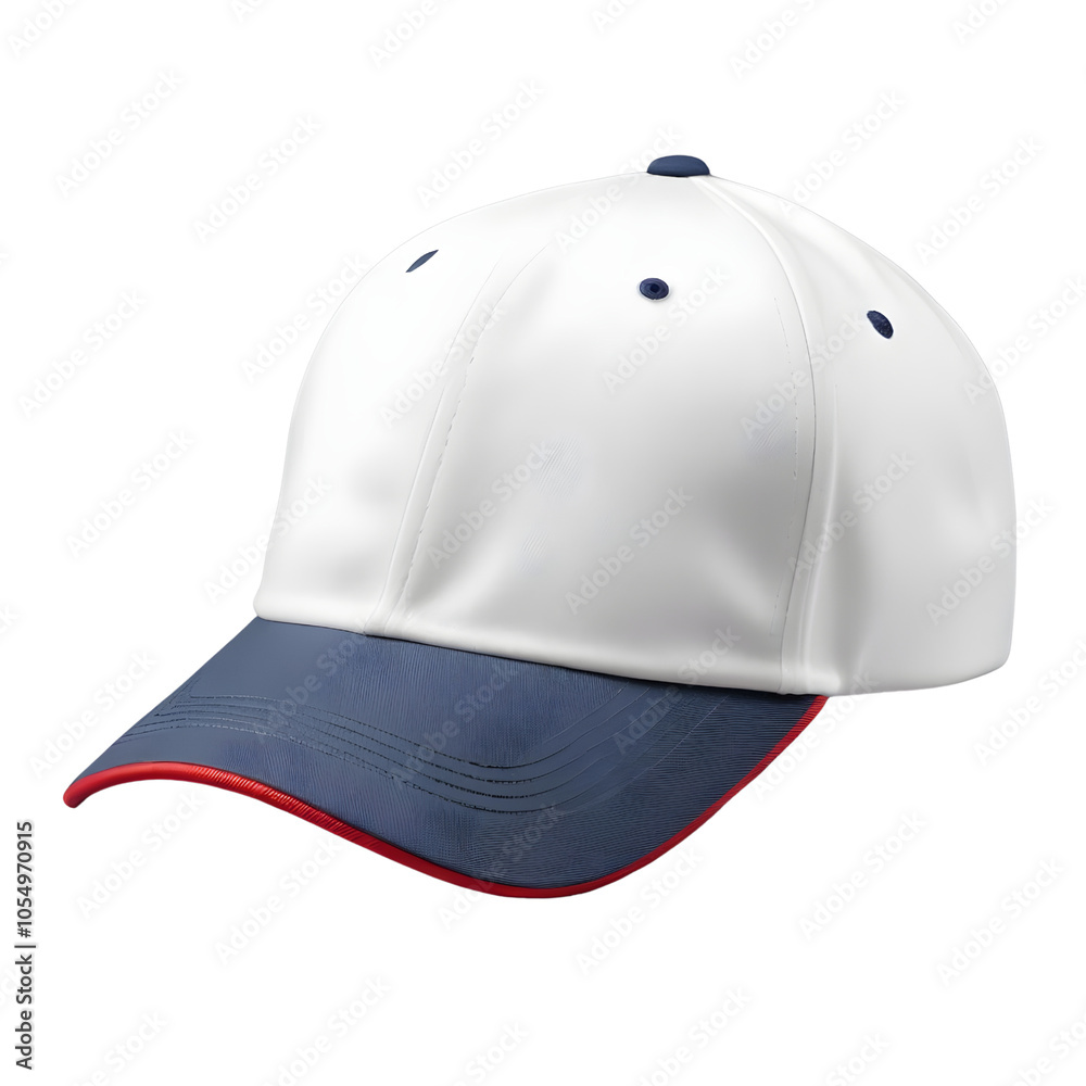 Fototapeta premium White and dark blue cap mockup isolated on white transparent background