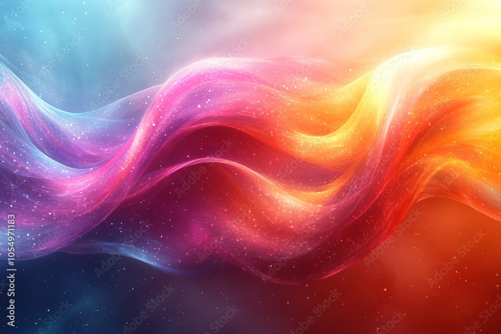 Abstract colorful wave with sparkling particles. Abstract colorful wave with sparkling particles.