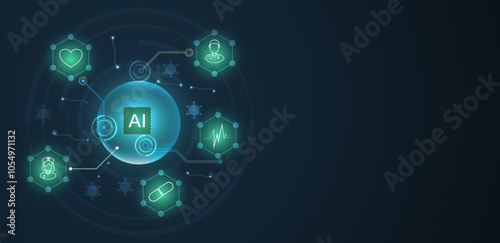 Artificial intelligence healthcare abstract background. Futuristic technology medical