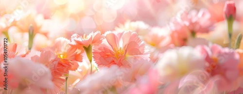 Soft Pink Flowers in a Field