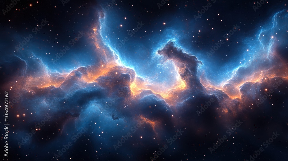 Nebula in Space with Bright Stars and Gaseous Clouds Nebula in Space with Bright Stars and Gaseous Clouds
