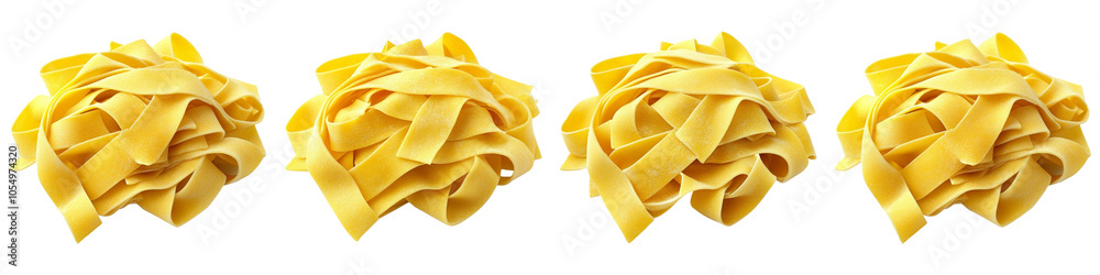 Set of A Pappardelle pasta isolated on a transparent background cutout, PNG file Set of A Pappardelle pasta isolated on a transparent background cutout, PNG file