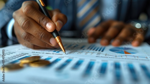 A fraudulent financial advisor convincing investors to put money into a fake investment scheme, with persuasive charts and false promises 