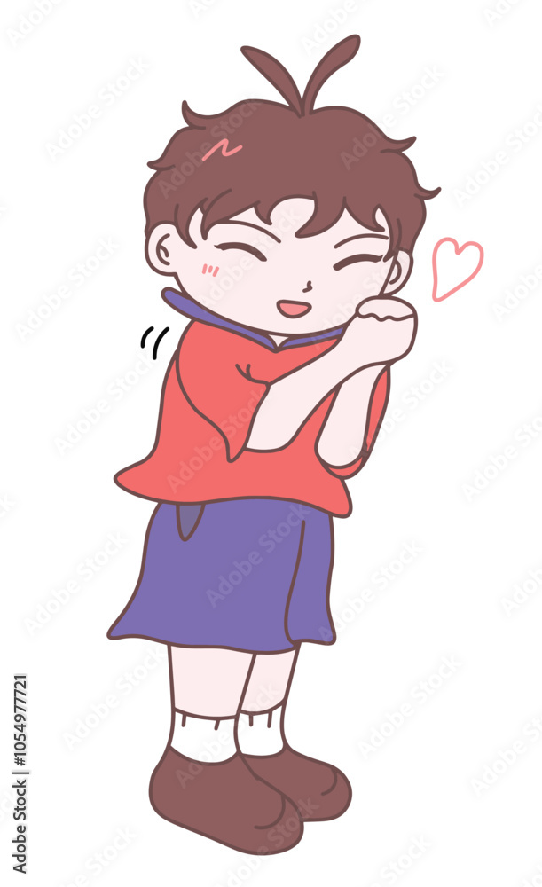 The little boy was showing a happy expression, illustration vector, eps, cartoon The little boy was showing a happy expression, illustration vector, eps, cartoon