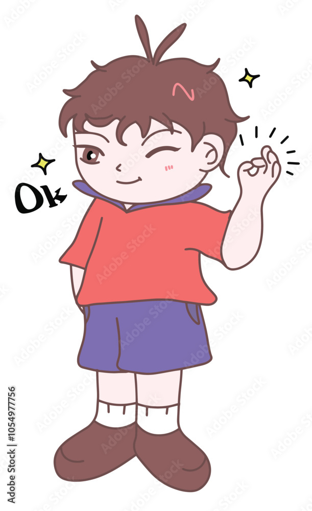 The little boy gave an expression of agreementม illustration vector, eps, cartoon The little boy gave an expression of agreementม illustration vector, eps, cartoon