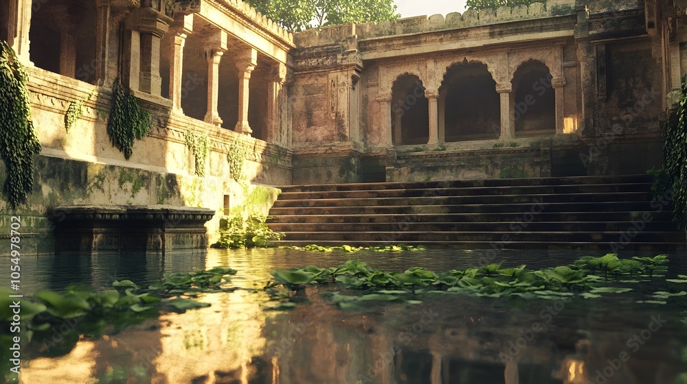 Stunning Ancient Indian Step Well with Intricate Stone Architecture ...