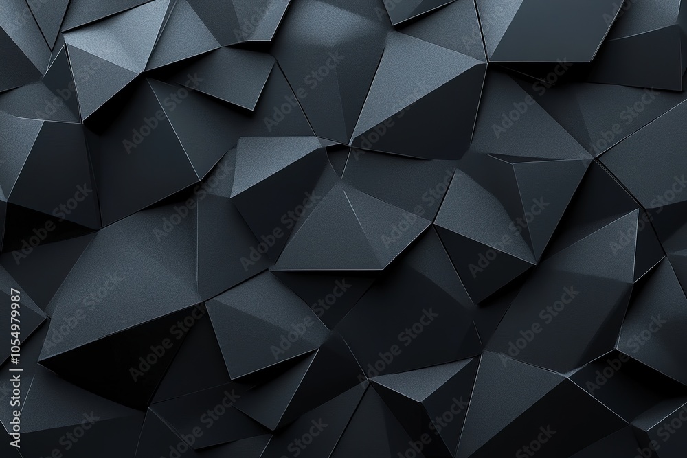 Obraz premium Abstract dark gray polygonal background with 3D effect.