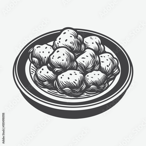 Chicken Nuggets Silhouette Vector Illustration Isolated on White Background in Simple Minimalist Design