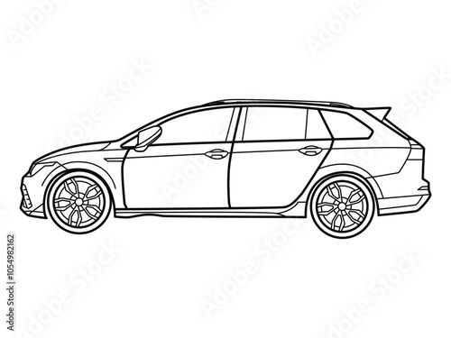 Car side view line art illustration