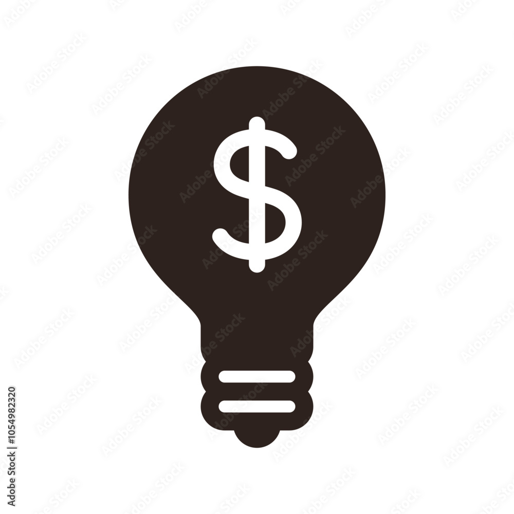 Light bulb with dollar sign. Electricity price icon. Financial idea concept Light bulb with dollar sign. Electricity price icon. Financial idea concept
