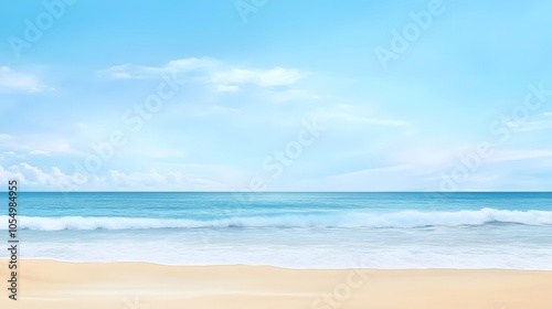 Serene coastal landscape with clear blue sky