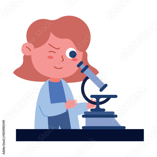 scientist girl with microscope