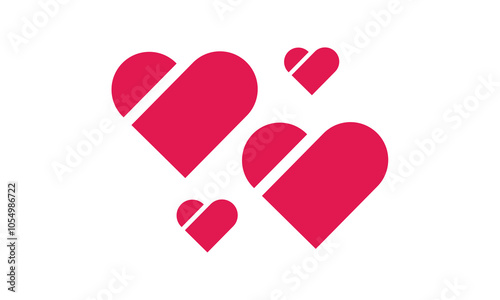 red heart, Set of red hearts icons different shape. Vector illustration, design, element, heart, Love