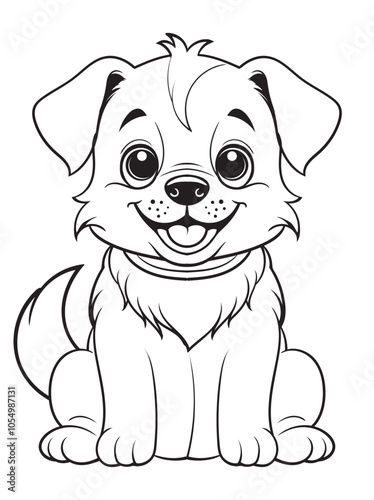Dog Character Vector, Coloring Book Page with Dog, Coloring page outline of a cute dog, coloring page with Animal character eps 10