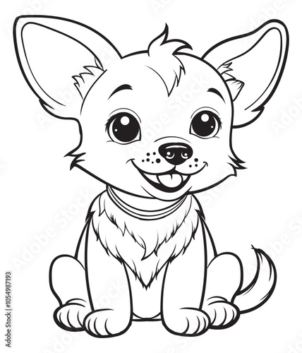 Dog Character Vector, Coloring Book Page with Dog, Coloring page outline of a cute dog, coloring page with Animal character eps 10