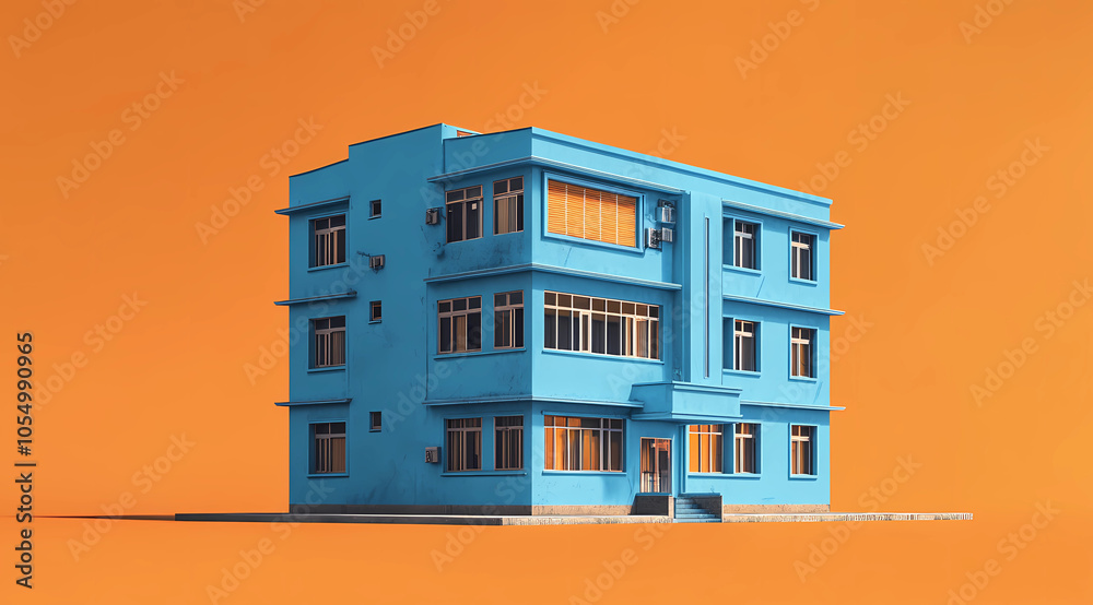 A Place of Care: A Singular Light-Blue Orphanage Building Symbolizing Child Support A Place of Care: A Singular Light-Blue Orphanage Building Symbolizing Child Support